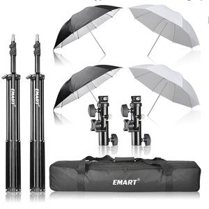 EMART Photo Studio Double Off Camera Speedlight Flash Umbrella Kit